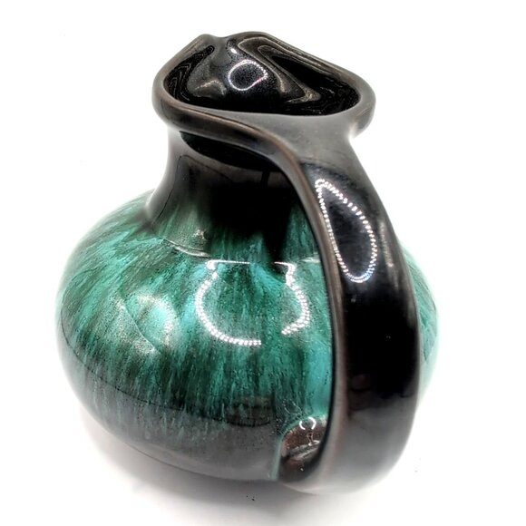 Vtg Blue Mountain Pottery BMP Blue/Green Drip Glaze Pitcher 4x5" Retro MCM VGC - Picture 7 of 10